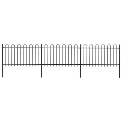 vidaXL Garden Fence with Hoop Top Steel 5.1x1 m Black