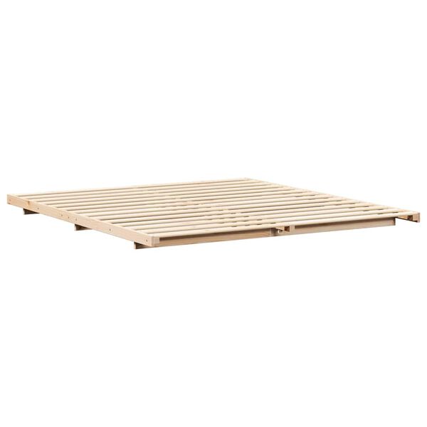 vidaXL Floor Bed Frame Brown 180 x 220 cm Solid pine wood