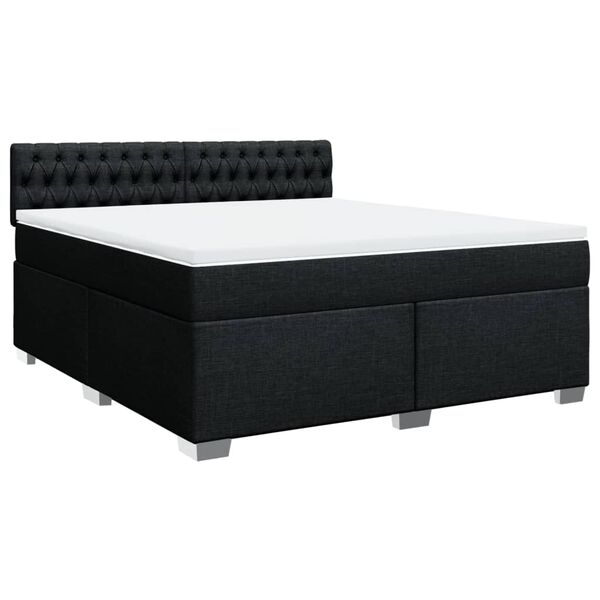 vidaXL Box Spring Bed with Mattress Black 180x200 cm Fabric
