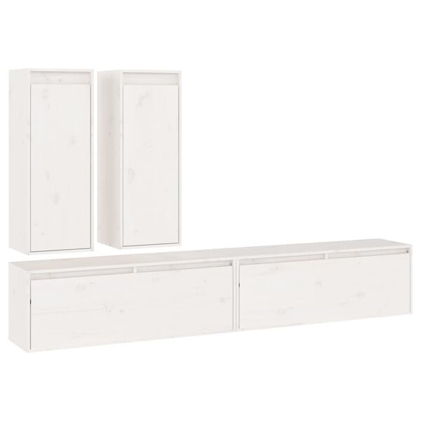 vidaXL TV Cabinets 4 pcs White Solid Wood Pine