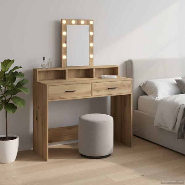 vidaXL Dressing Table Brown 100 x 41 x 140 cm Engineered Wood