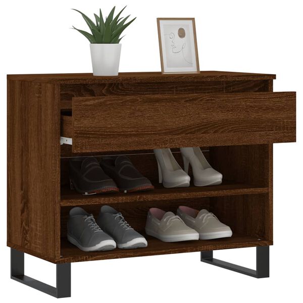 vidaXL Shoe Cabinet Brown Oak 70x36x60 cm Engineered Wood