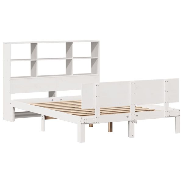 vidaXL Bookcase Bed without Mattress White 140x190cm Solid Wood Pine