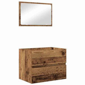 vidaXL Bathroom Furniture Set 2 pcs Old Wood Engineered Wood and Metal