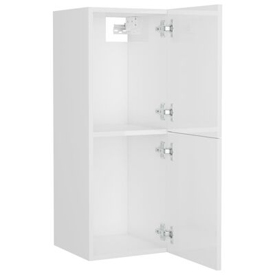 vidaXL Bathroom Cabinet High Gloss White 30x30x80 cm Engineered Wood