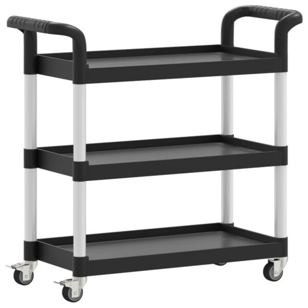 vidaXL 3-Tier Trolley Black 77x34x72 cm Aluminium