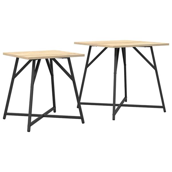vidaXL Side Table Set 2 pcs Sonoma Oak and Black
