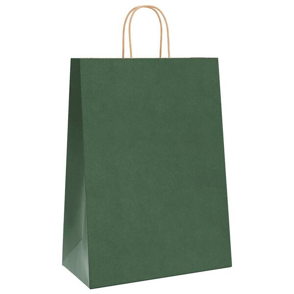 vidaXL Paper Bags 250 pcs with Handles Green 32x17x44 cm