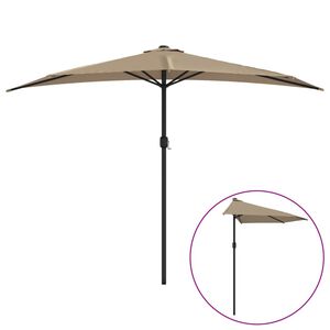 vidaXL Garden Parasol with Aluminium Pole Taupe 300x155 cm Half