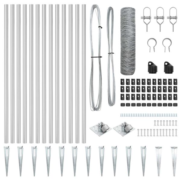 vidaXL Fence with Posts Silver 0.5 x 25 m PVC-coated steel