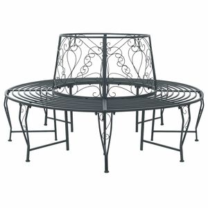 vidaXL Tree Bench 8-Seater &Oslash; 160 x 89 cm Steel Silver Grey Round