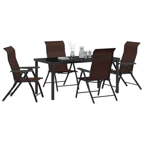 vidaXL Garden Dining Set 5 pcs Brown Powder-Coated Steel