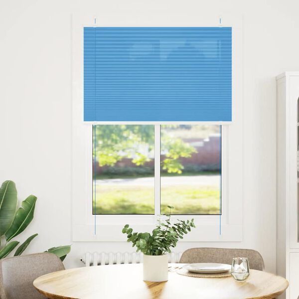 vidaXL Pleated Blind Blue 90x100 cm Fabric Width 89.4 cm Polyester