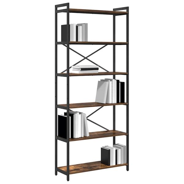 vidaXL Bookshelf Smoked Oak 80 x 30 x 190 cm Engineered Wood