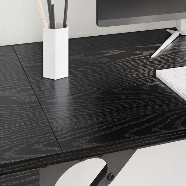 vidaXL Computer Desk Black Oak 131 x 48 x 75 cm Engineered Wood