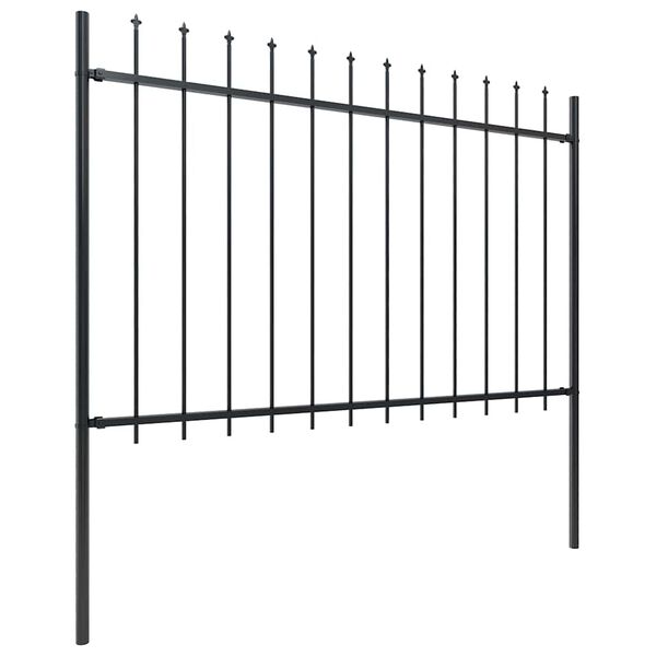 vidaXL Garden Fence with Spear Top Steel 1248x120 cm Black