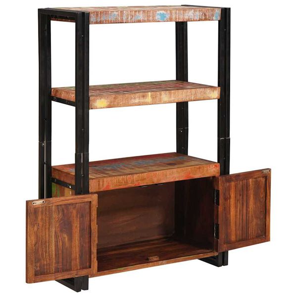 vidaXL Bookshelf with Doors Brown Solid Reclaimed Wood and Metal