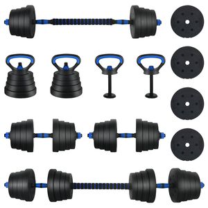 vidaXL 4-in-1 Dumbbell Set 40 kg Black and Blue Cement and Iron Sand