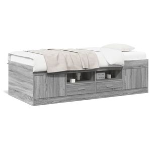 vidaXL Daybed with Drawers without Mattress Grey Sonoma 90x190 cm Single