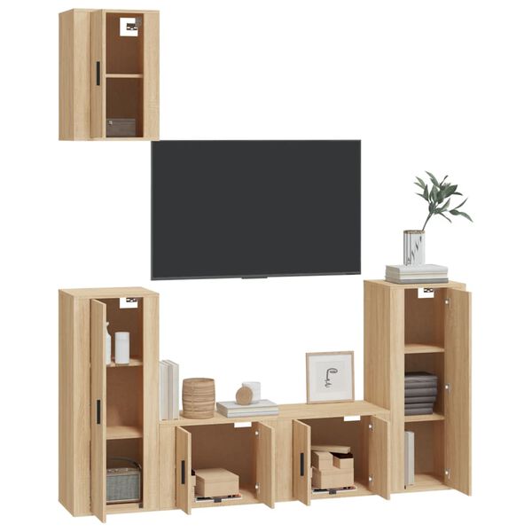 vidaXL 5 Piece TV Cabinet Set Sonoma Oak Engineered Wood