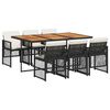 vidaXL 7 Piece Garden Dining Set with Cushions Black Poly Rattan