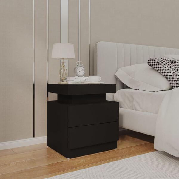 vidaXL Bedside Cabinet Black 45x35x52 cm Engineered Wood