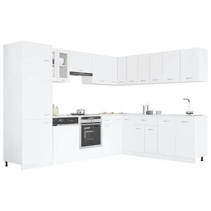 vidaXL 14 Piece Kitchen Cabinet Set Lyon" White Engineered Wood