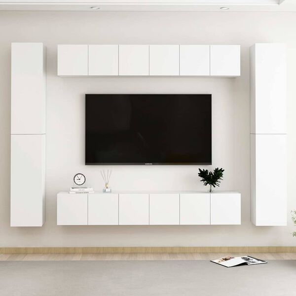 vidaXL 10 Piece TV Cabinet Set White Engineered Wood