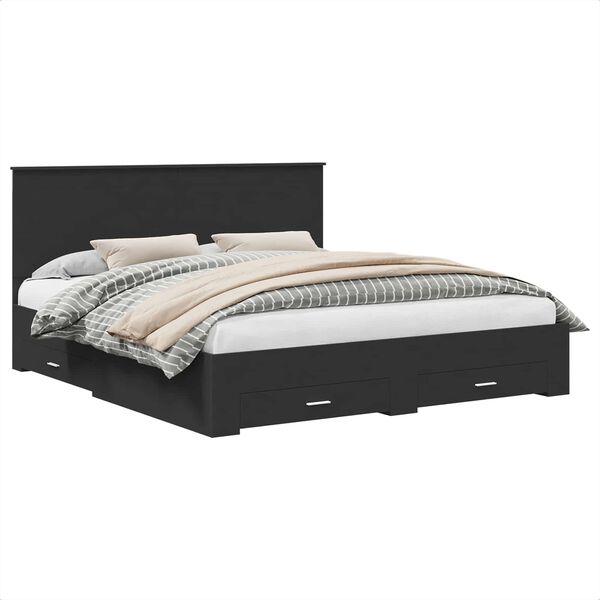 vidaXL Bed Frame Black and Silver 200 x 200 cm Engineered Wood