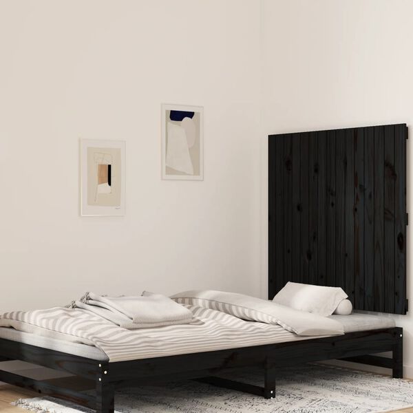 vidaXL Wall Headboard Black 95.5x3x90 cm Solid Wood Pine