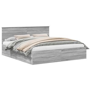 vidaXL Bed Frame Grey Sonoma 200 x 200 cm Engineered Wood
