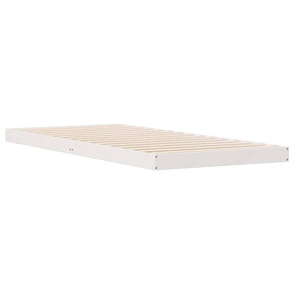 vidaXL Floor Bed Frame White 223.5 x 94 x 9 cm Solid Pine Wood