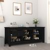 vidaXL Shoe Cabinet Black 110x38x45.5 cm Solid Wood Pine