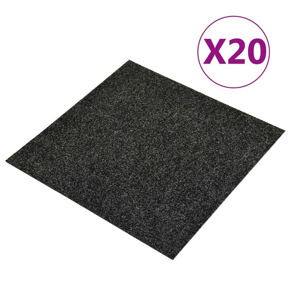 vidaXL Carpet 20 pcs Black 50 x 50 x 0.5 cm Bitumen