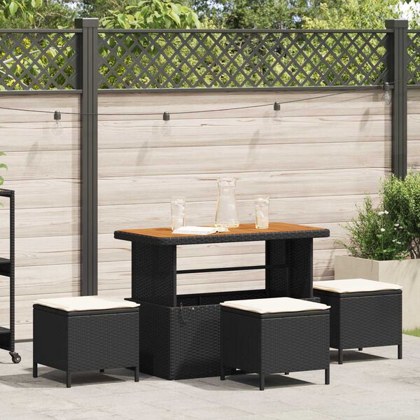 vidaXL Garden Dining Set Black Poly Rattan