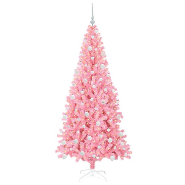 vidaXL Christmas Tree with 300 LEDs with Stand Pink 180 cm PVC