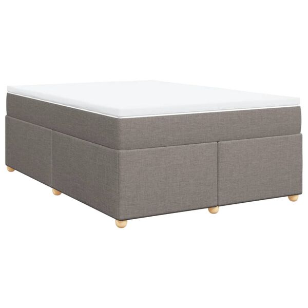 vidaXL Box Spring Bed with Mattress Taupe 140x200 cm Fabric
