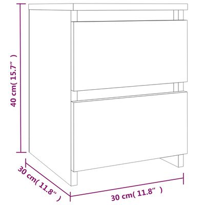 vidaXL Bedside Cabinet Grey Sonoma 30x30x40 cm Engineered Wood