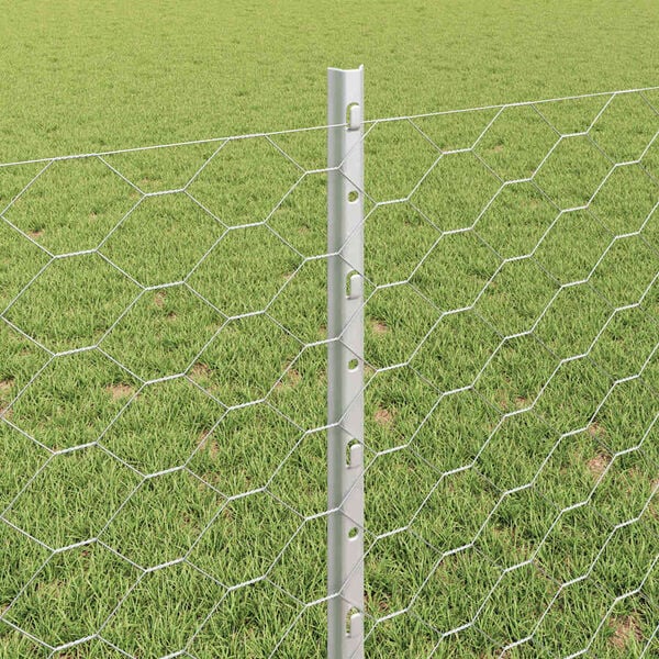 vidaXL Fence with Post Silver 0.8 x 50 m Steel