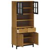 vidaXL Highboard with Glass Doors FLAM 80x40x180 cm Solid Wood Pine
