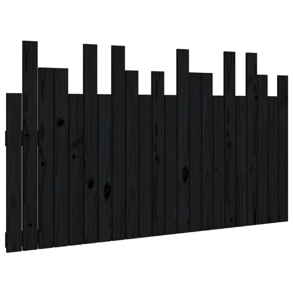 vidaXL Wall Headboard Black 140x3x80 cm Solid Wood Pine