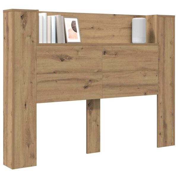 vidaXL Headboard Cabinet with Shelf Artisan oak Engineered wood