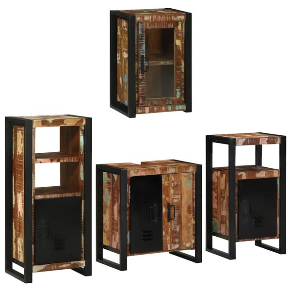 vidaXL Bathroom Furniture Set 4 pcs Multicolour Solid Reclaimed Wood