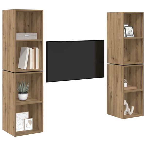 vidaXL TV Cabinet Set Wall-mounted 4 pcs Artisan Oak 37 x 37 x 72 cm