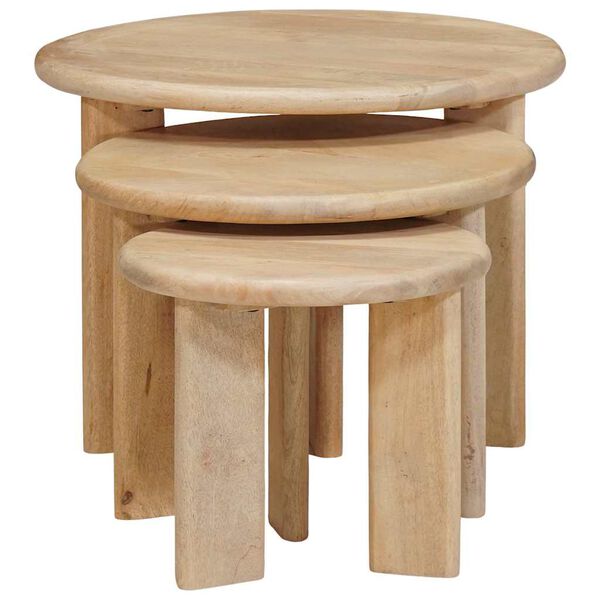 vidaXL Nesting Coffee Tables 3 pcs Black Solid Mango Wood