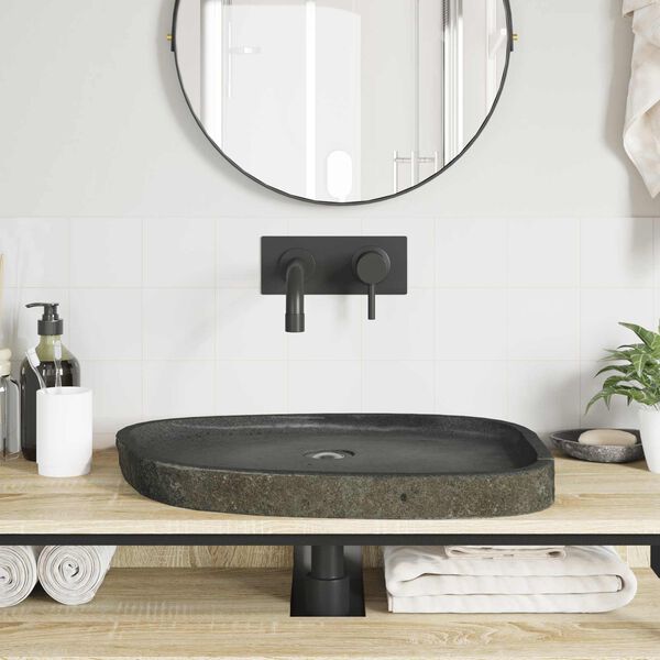 vidaXL Basin Light grey (46-52) x (35-40) x 15 cm River stone