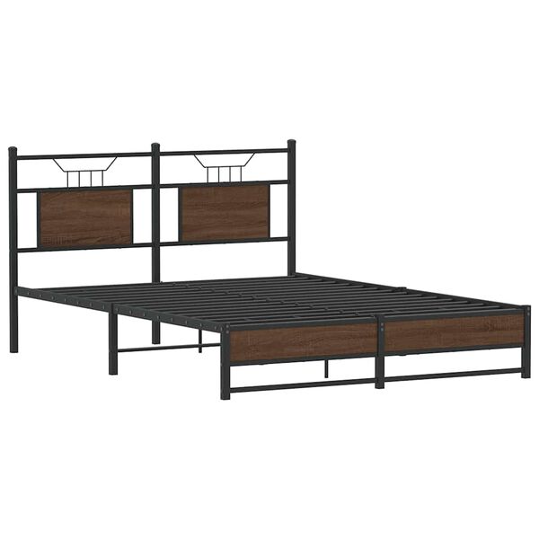 vidaXL Bed Frame without Mattress Brown Oak 137x190 cm Engineered Wood