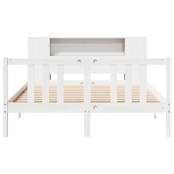 vidaXL Bookcase Bed without Mattress White 140x200cm Solid Wood Pine