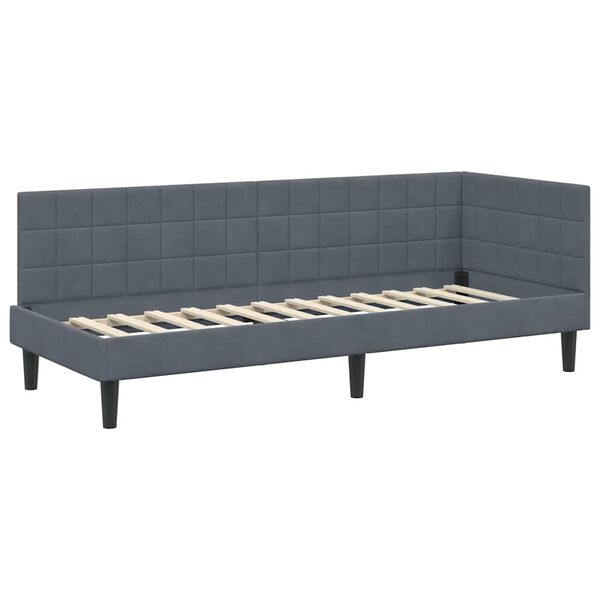 vidaXL Corner Bed Frame with Headboard Dark Grey 80 cm x 200 cm Velvet