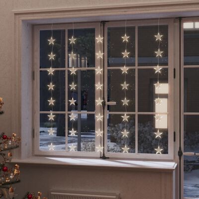 vidaXL LED Star Curtain Fairy Lights 200 LED Warm White 8 Function